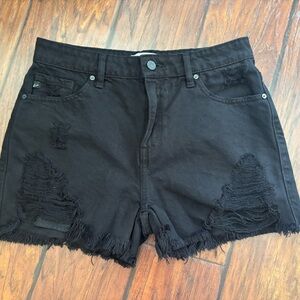 KanCan High Waist Black Distressed Shorts